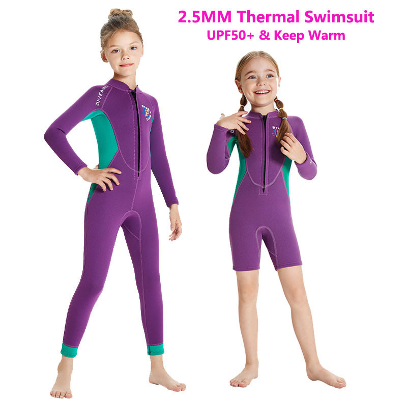 Kids Thermal Swimwear One-Piece Baby Girls Diving Suits