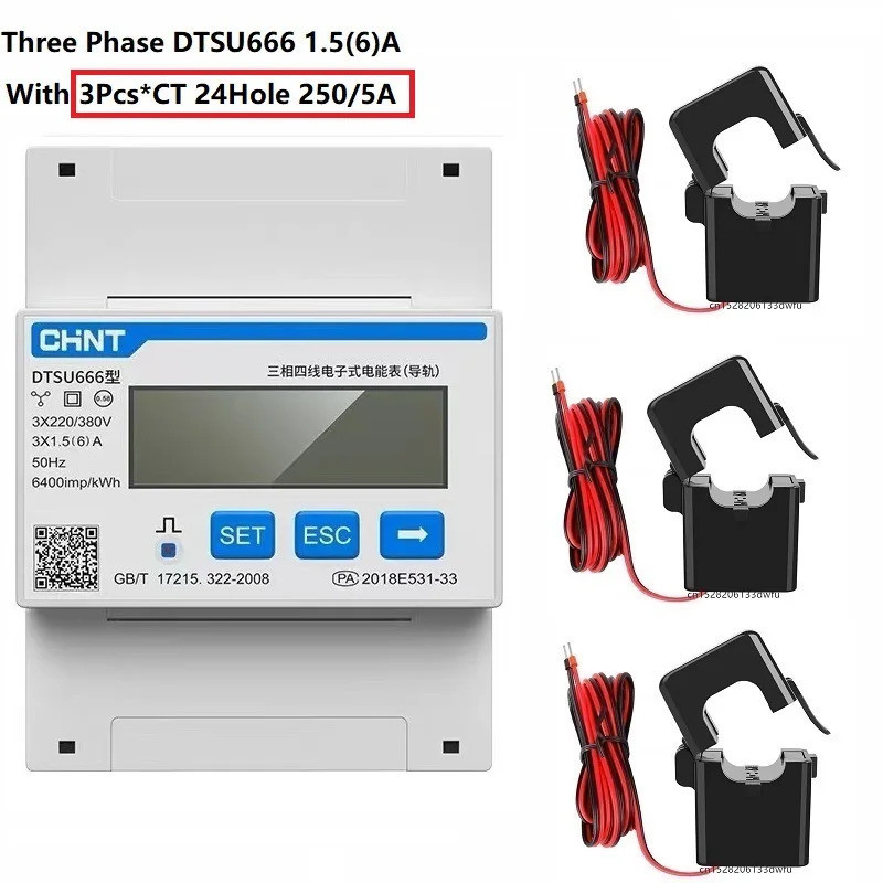 CHINT DDSU666 DTSU666 80A Din Rail Digital Voltmeter Current Power ...