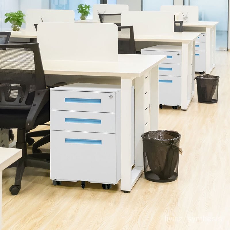 Office Desk File Cabinet Mobile Movable Cabinet Three Drawers with Lock ...