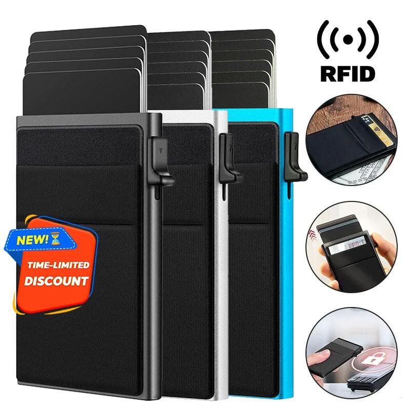 Rfid Credit Card Holder Thin Slim Mini Minimalist Wallet Luxury Metal ...