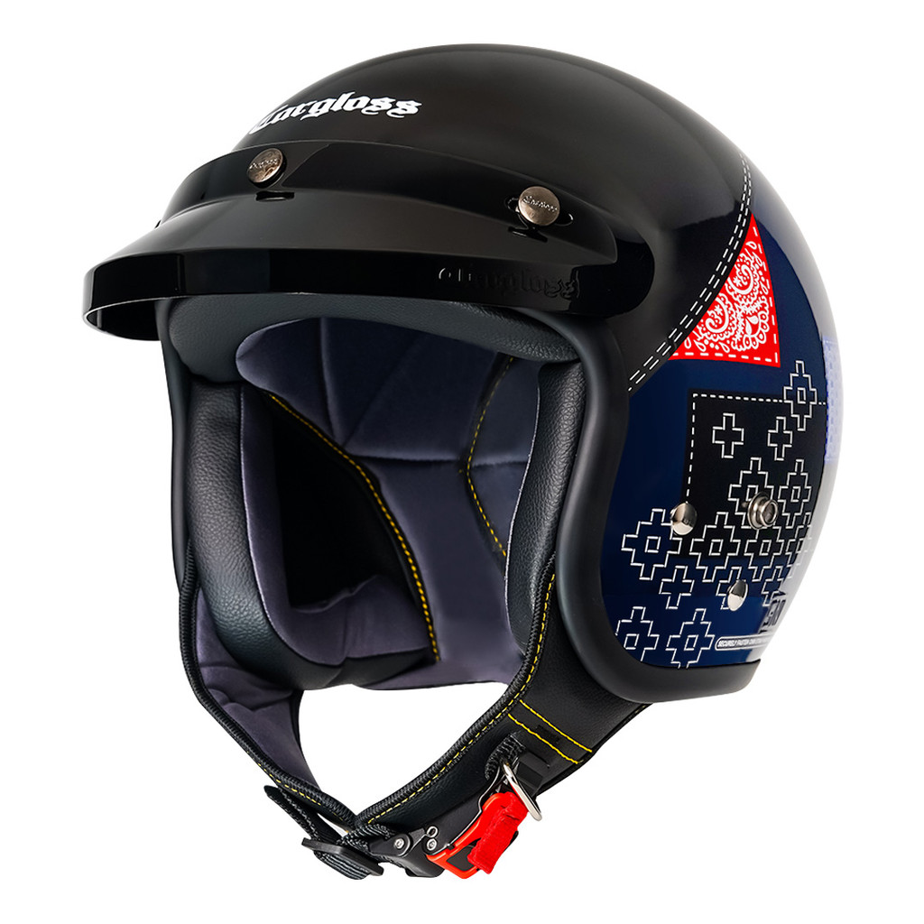 Cargloss CFM Retro Helm Half Face - Sashiko Navy - Gambar 2