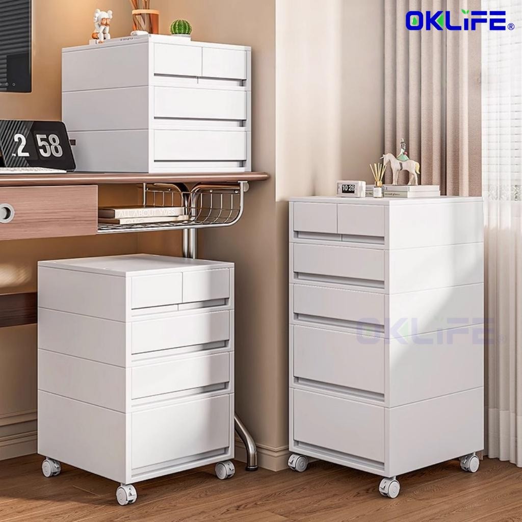 Storage Cabinet Mobile Office Home Desktop Organizer Box Multi-level Gusseted Shelf With Wheels Organizer view 4