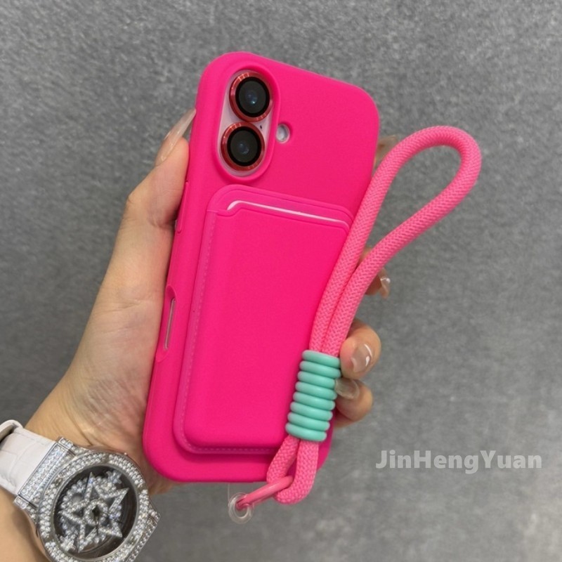 Firefly Rose Liquid Silicone Magnetic Card Holder Short Rope Phone Case ...