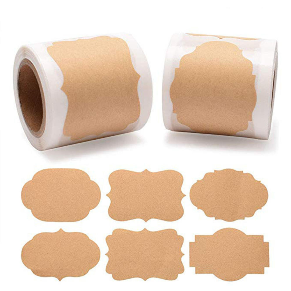 500PCS/300PCS Kraft Paper Stickers, Fancy Shapes Labels Self Adhesive ...