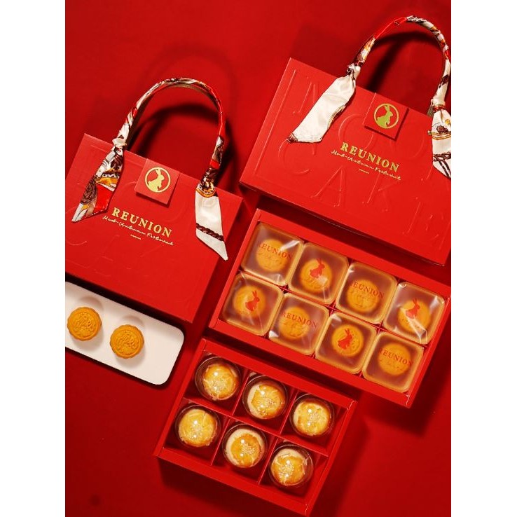 1Set 2024 Mid Autumn Festival Mooncake Box Red Color Flower Egg Yolk ...