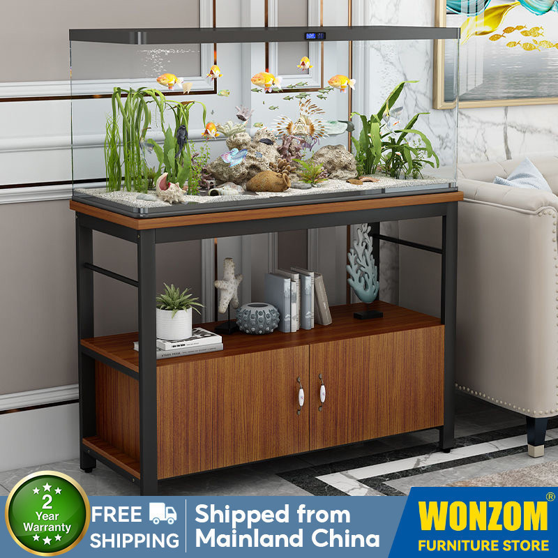 WONZOM Simplicity Steel Wood Fish Tank Cabinet Stand With Cabinet ...