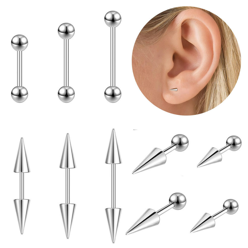 Pc 16G/18G Stainless Steel Ear Stud Lobe Ear Piercing Cartilage