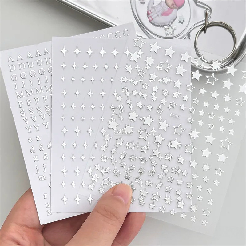 1 Sheet Silver Alphabet Letter Stickers Star DIY Sticker Gift Packaging ...