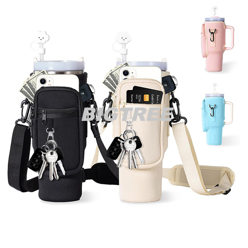 Clear Water Bottle Carrier Bag For Stanley 40oz – With Phone Pocket & Adjustable Strap