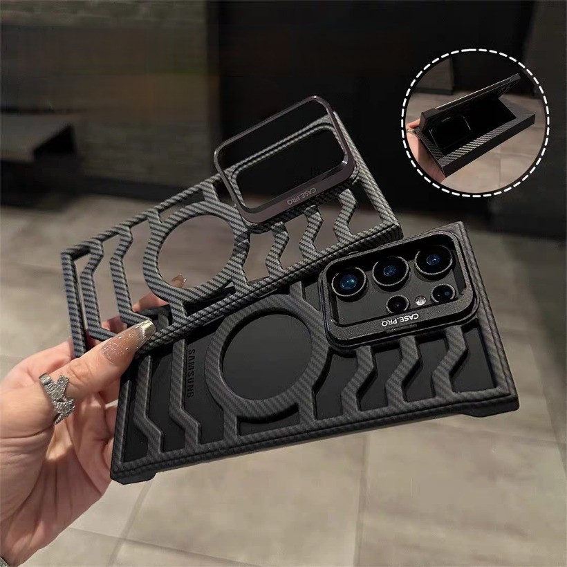 Hollow Out Heat Dissipation Borderless Carbon Fiber Phone Case