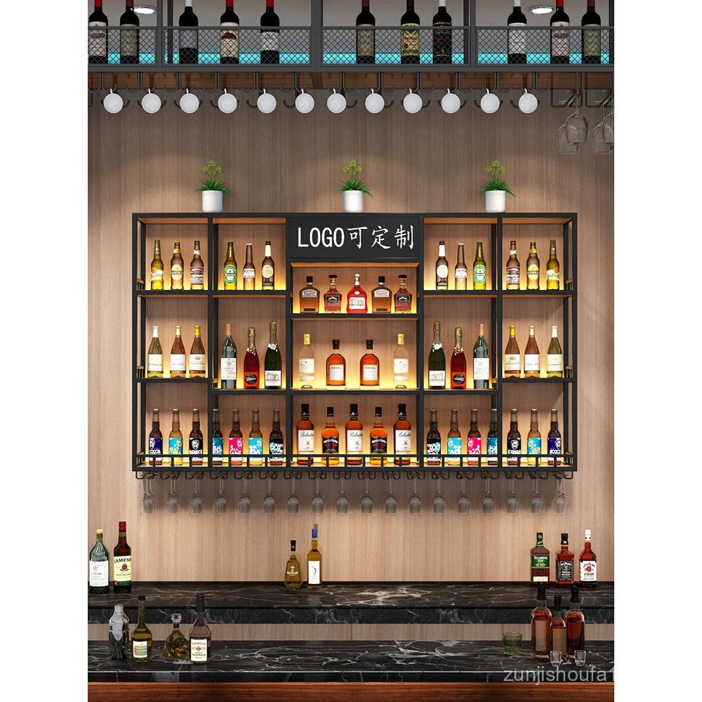 Bar Counter Simple Wall-Mounted Wine Rack Restaurant Wall-Mounted Wine ...