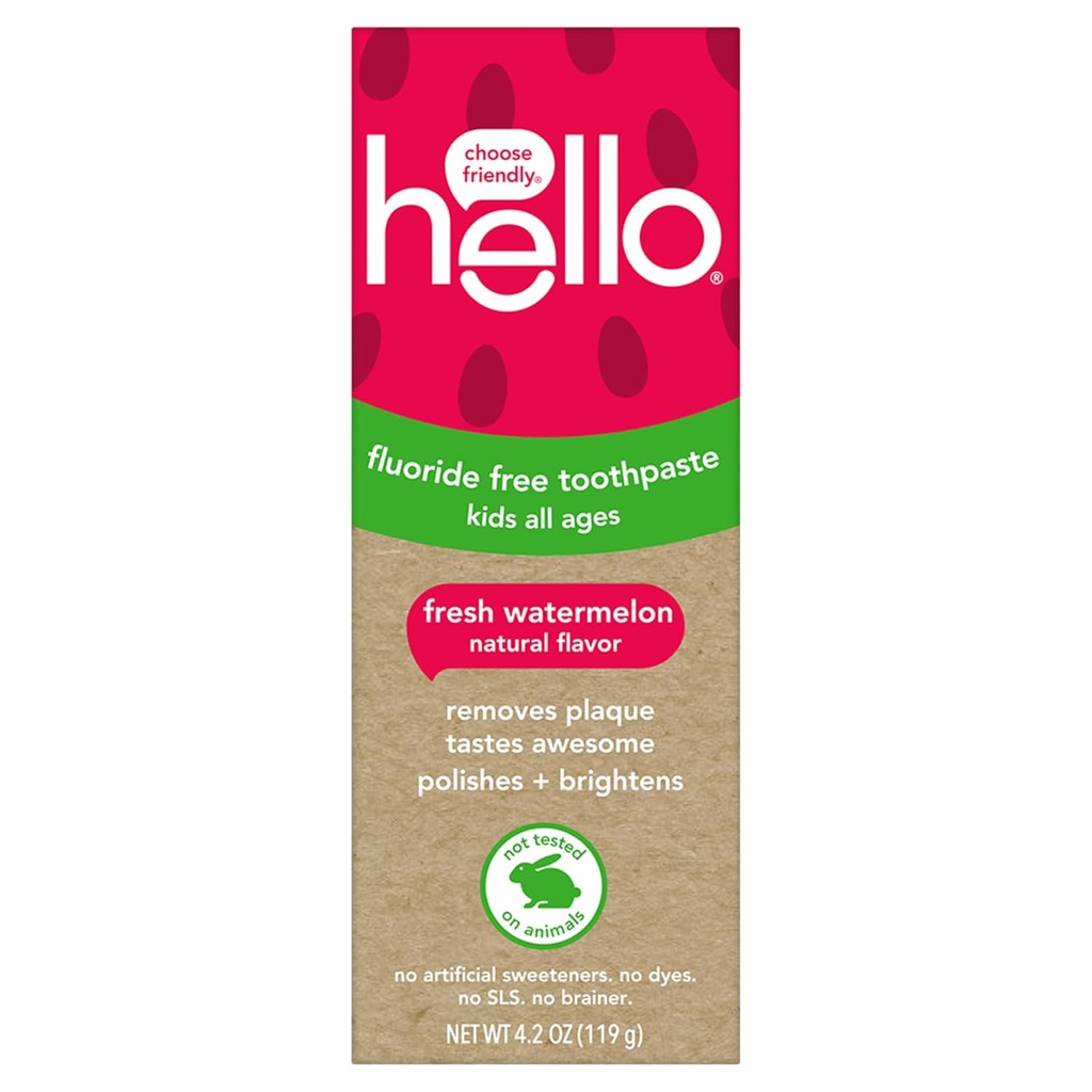 hello Fresh Watermelon Fluoride Free Kids Toothpaste, 4.2 Oz Tube ...