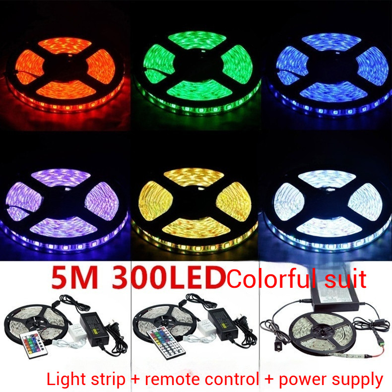 [110V-220V Plug-In] LED Light Strip Set 5050 Color-Changing RGB Soft ...