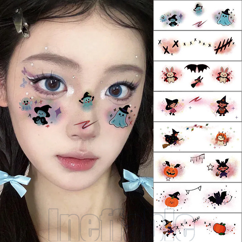 5/10/12Pcs Halloween Cartoon Cute Temporary Tattoo Sticker - Horror ...