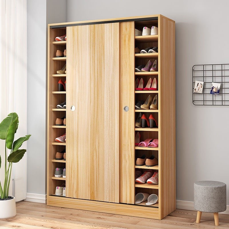 Wooden Shoe Cabinet Sliding Door Multi Storey Large Capacity Household ...