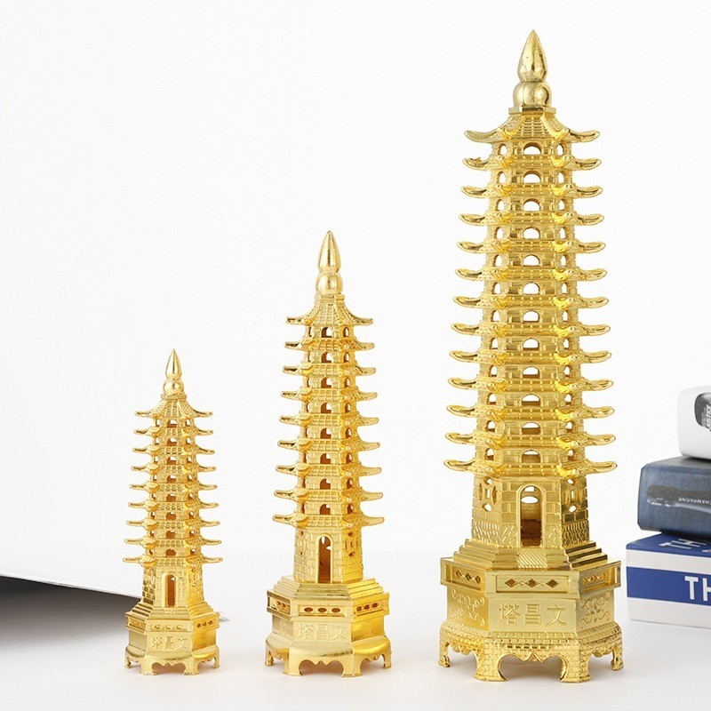 九层金黄色13层红古铜色文昌宝塔风水摆件13 Floor Pagoda Wenchang