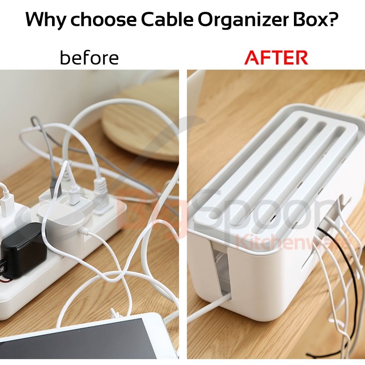 BIGSPOON SB09246 Minimalist Cable Management Box Wire Organizer Storage ...