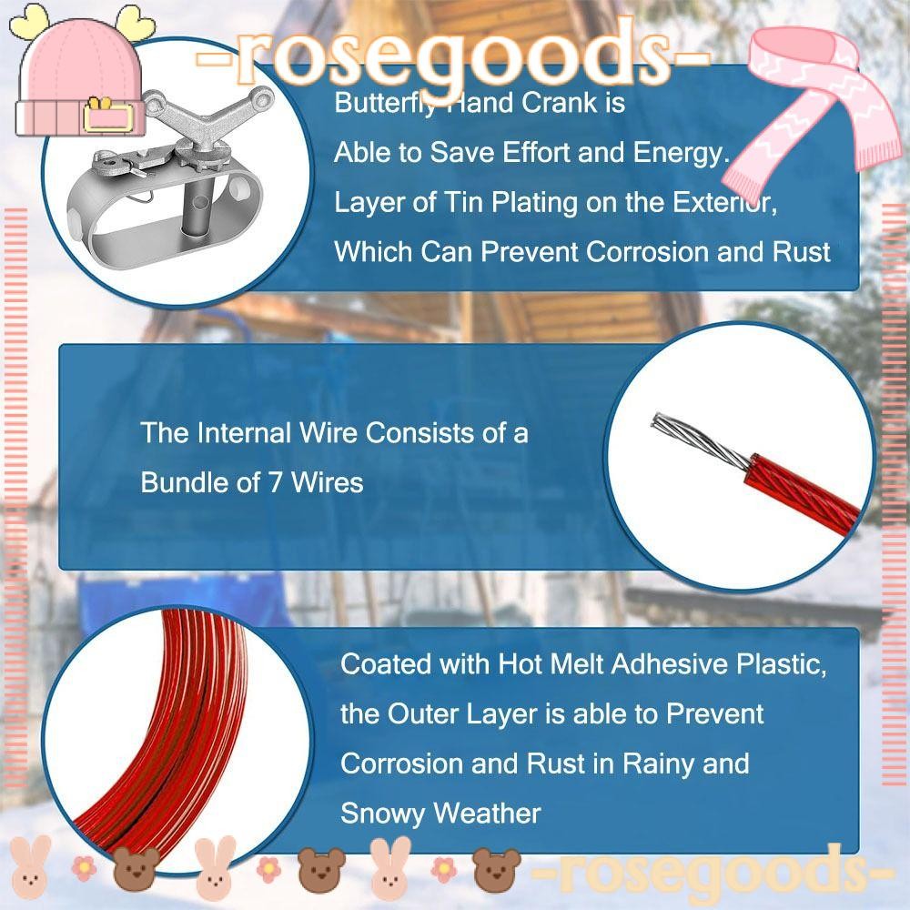 ROSE Pool Cover Wire, 66/98/131Ft Stainless Steel Pool Cover Cable