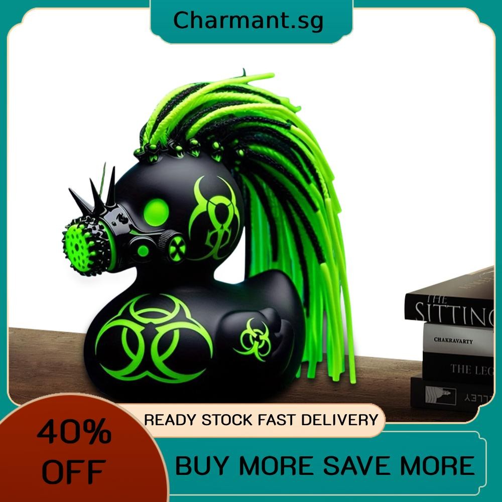 Goth Satanic Duck, Dark Resin Duck, Gothic Cyberpunk Martinique