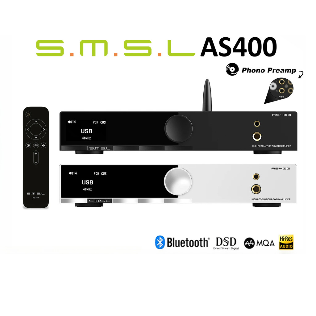 SMSL AS400 Hi-Res DAC Power Amplifier Headphone AMP Support Bluetooth ...