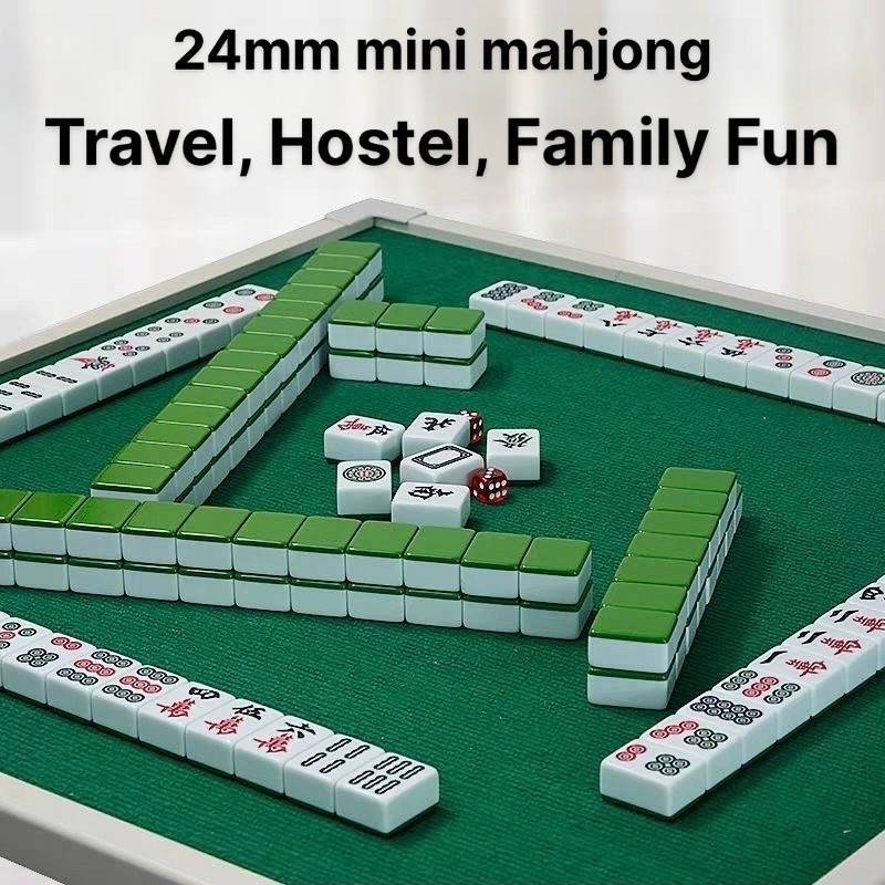 Portable Mini Mahjong Set Style Complete board games With Carrying Bag ...