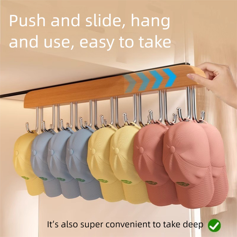 Top Slide Rail 16 Hooks Solid Wood Hanger Multi Hook Bra Tie Hat ...