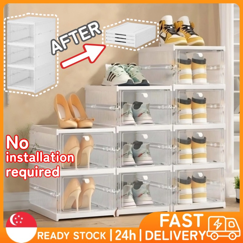 【IN STOCK】Folding Shoe Box/1/3/6-layer Shoe rack / shoe storage box ...