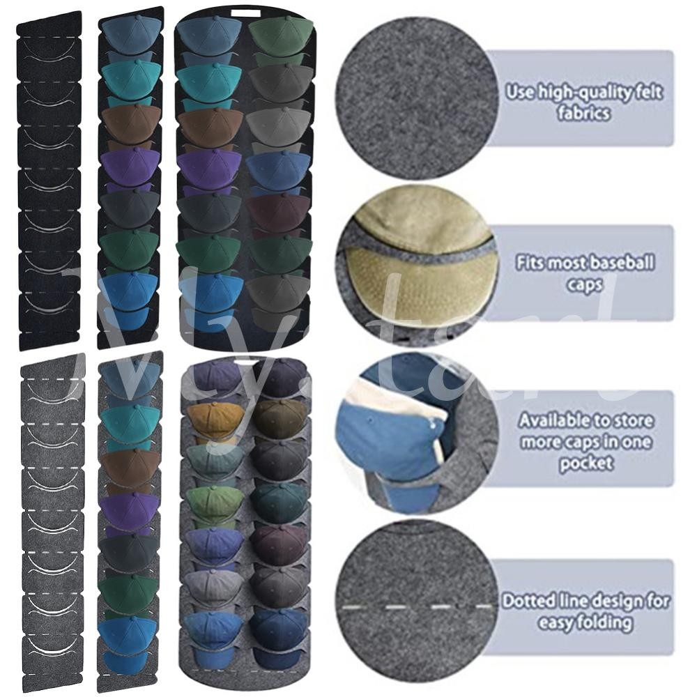 Felt Hanging Hat Organizer Baseball Hat Holder 7/14 Pockets for Door ...