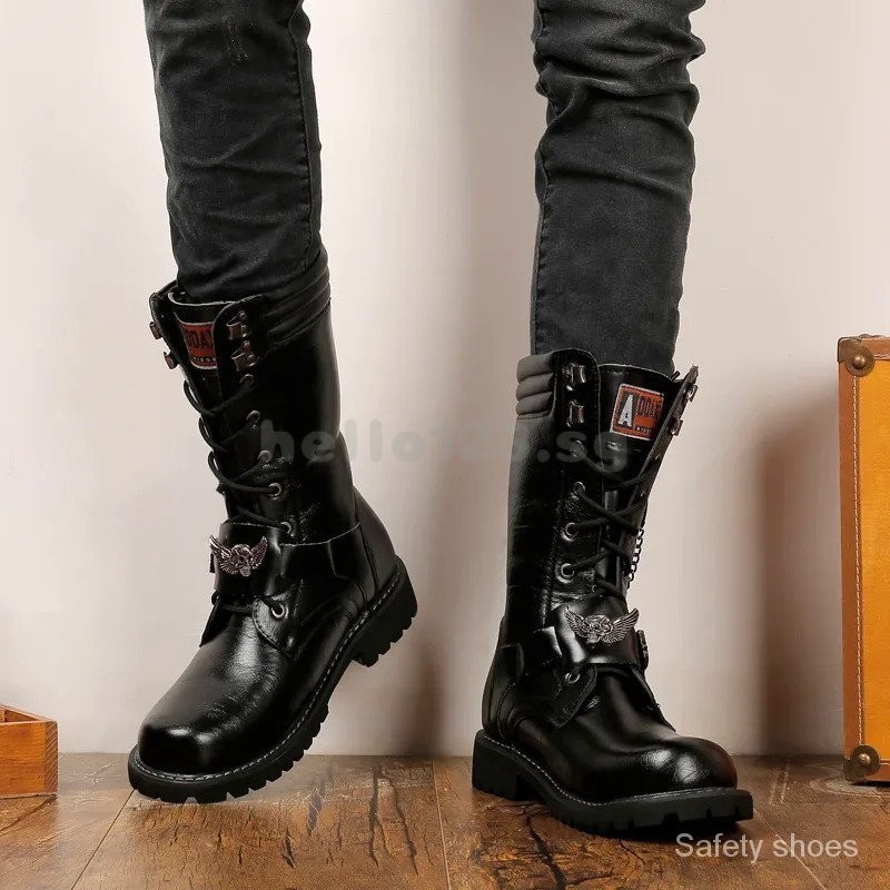 Mens punk combat boots best sale