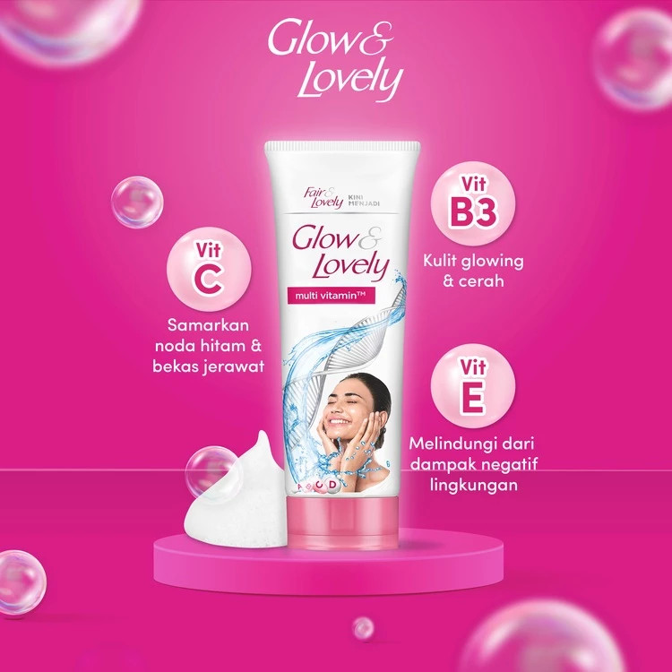 Glow & Lovely Facial Wash Multivitamin - Dermaglow Multivitamin Facial Foam / Merah Jingga Official - Gambar 4