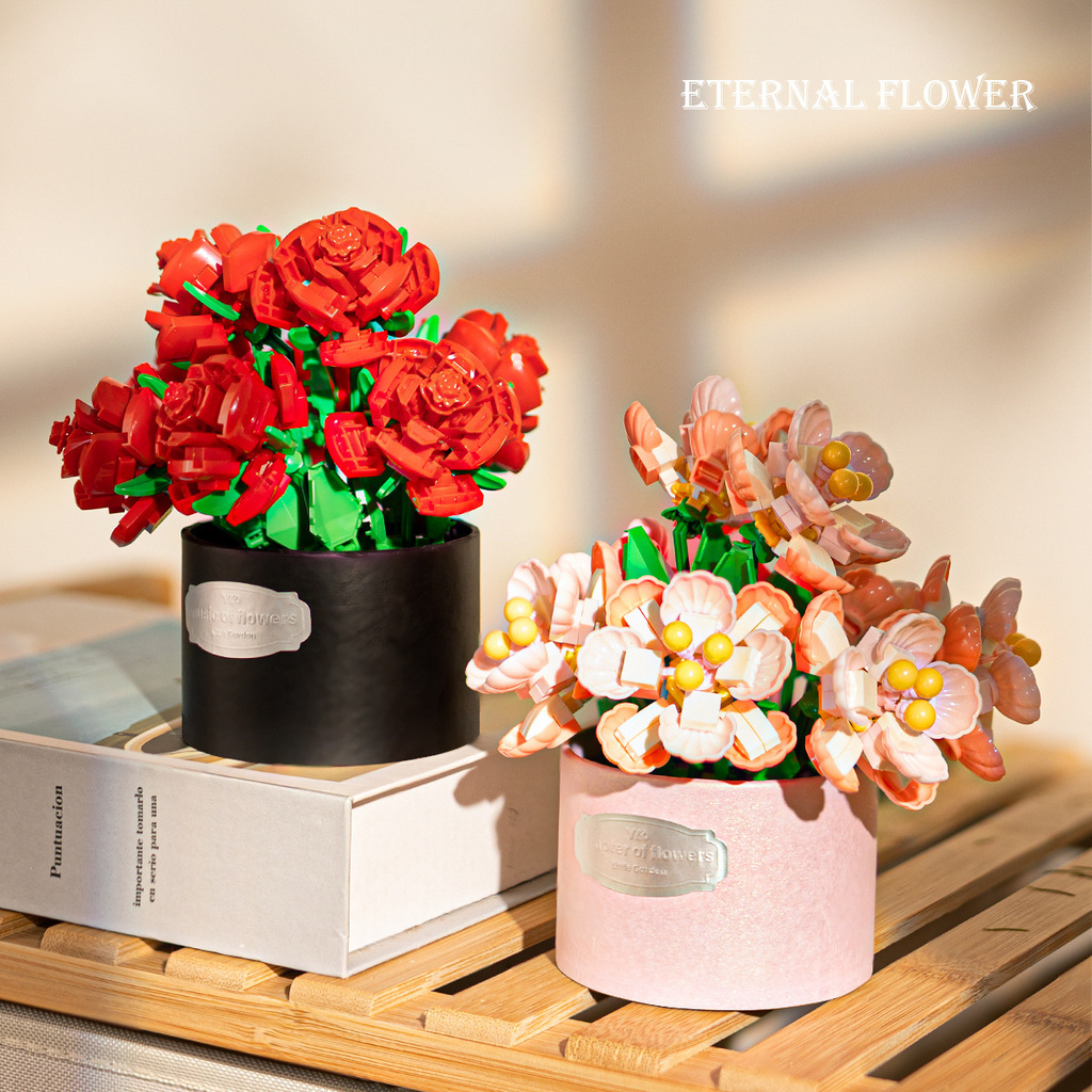 Eternal Pollen Colored Roses Building Blocks Exquisite Boxes Assembly ...