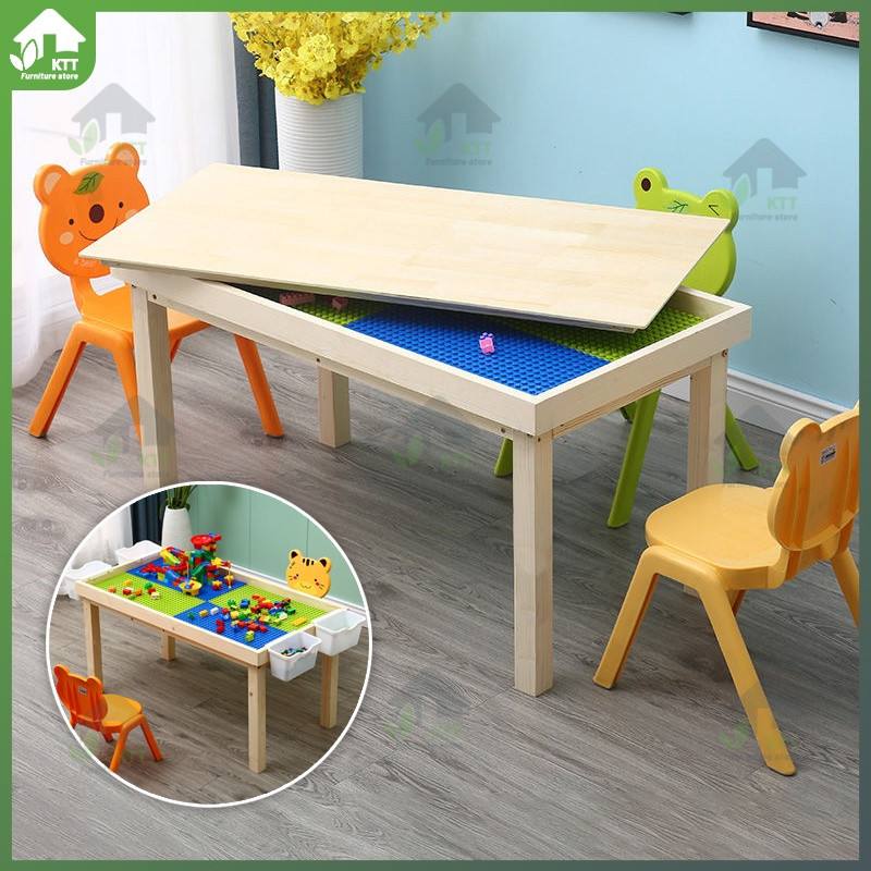 Puzzle building blocks table solid wood sand table multifunctional ...