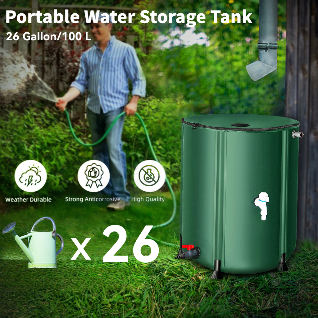 【SG stock】26 Gallon Portable Water Storage Tank Collapsible Rain Barrel ...