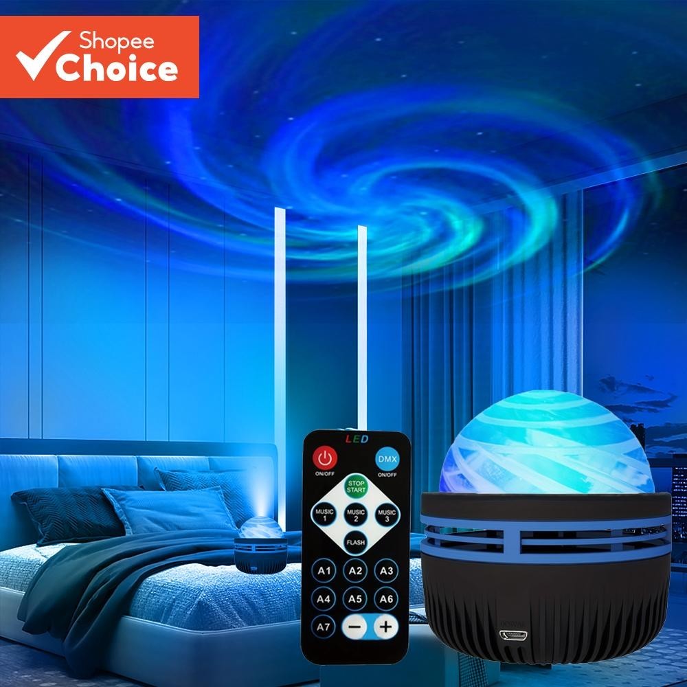 1PC LED Star Projector Ocean Wave And Nebula Night Light Room Rotating ...