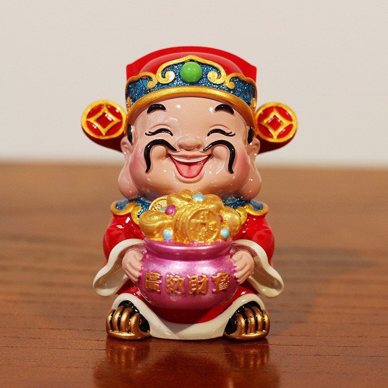 {Mini God of Wealth Ornaments} Desk Lucky Little God Statue Car Home ...