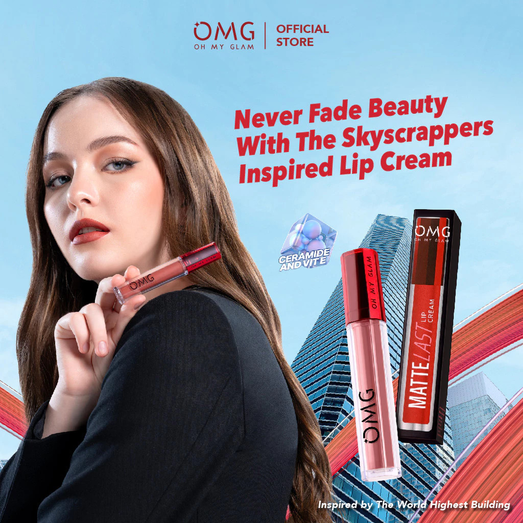 OMG OH MY GLAM Mattelast Lip Cream 2.9 g - Lip Cream Matte / Merah Jingga Official - Gambar 4