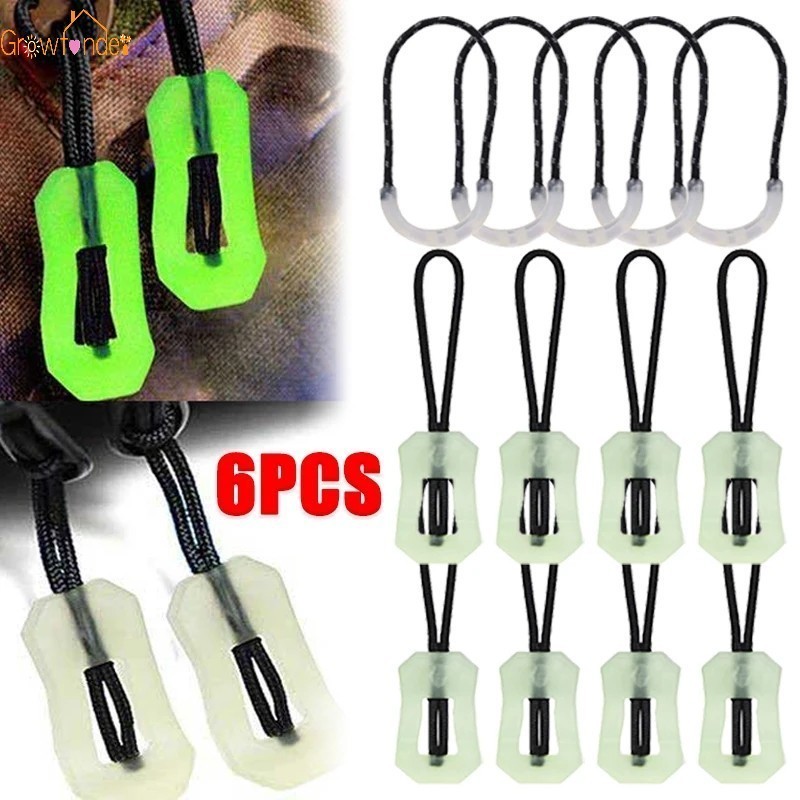 6Pcs Portable Luminous Zipper Ropes Detachable Zippers Head Slider ...