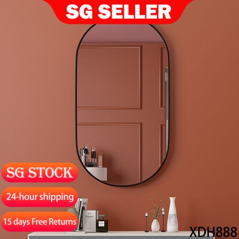 【SG stock Fast Shipping】Oval mirror Wall hanging art Mirror Bathroom Mirror makeup Mirror ...