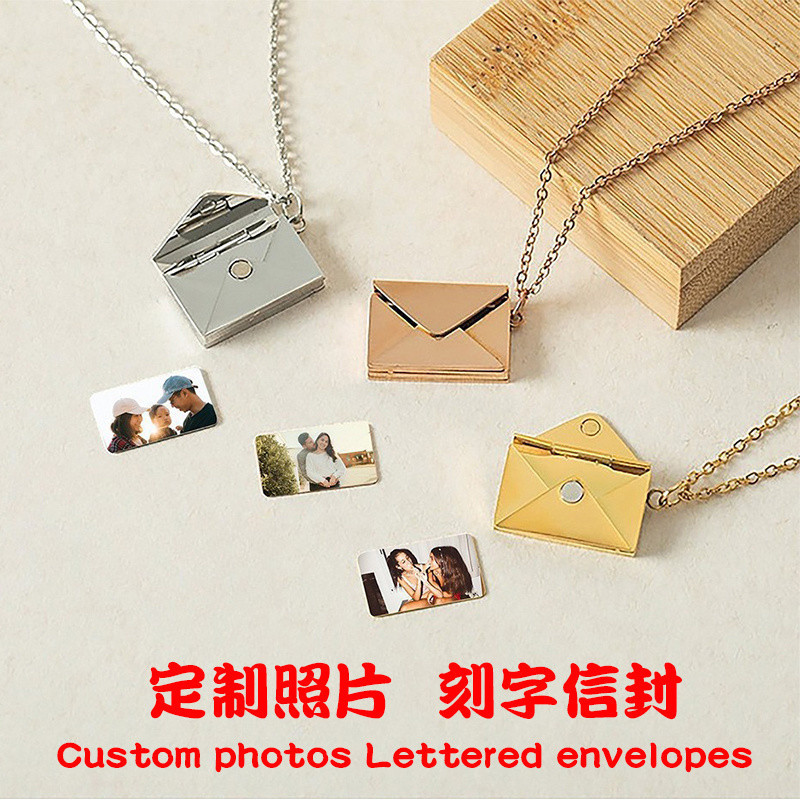 Internet Celebrity Confession Envelope Pendant Necklace Women s Simple Custom Open Titanium Steel Couple Custom Lettering Photo Gift Shopee Singapore