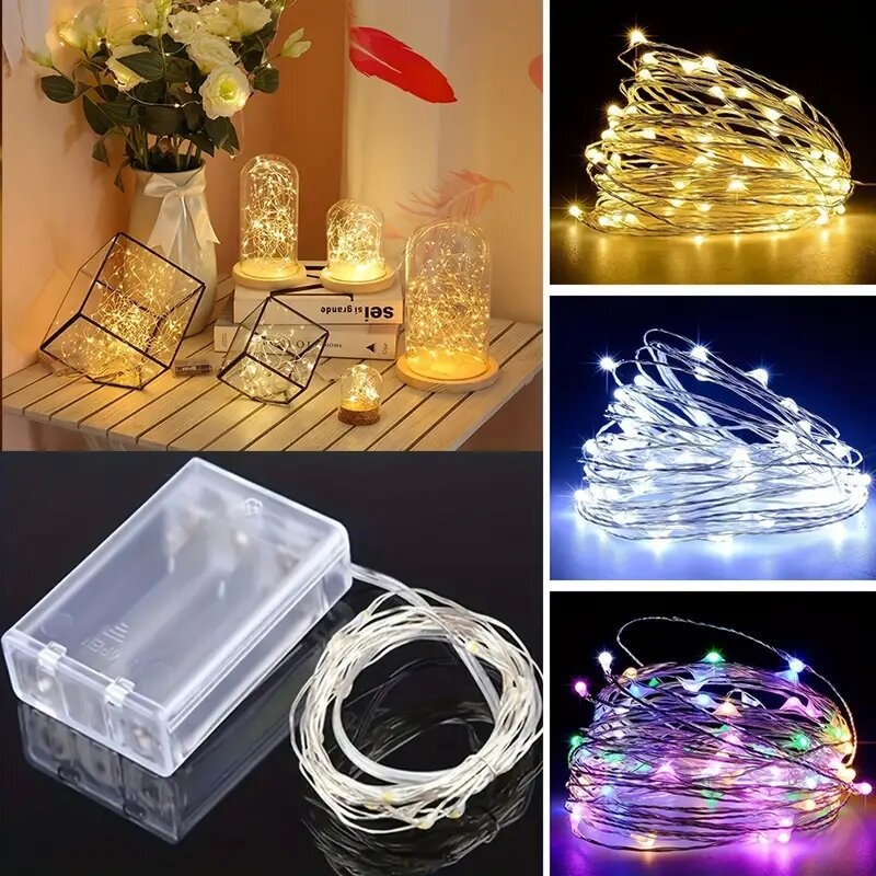 1-10M Led Fairy Lights Copper Wire String Lights Battery Operated ...