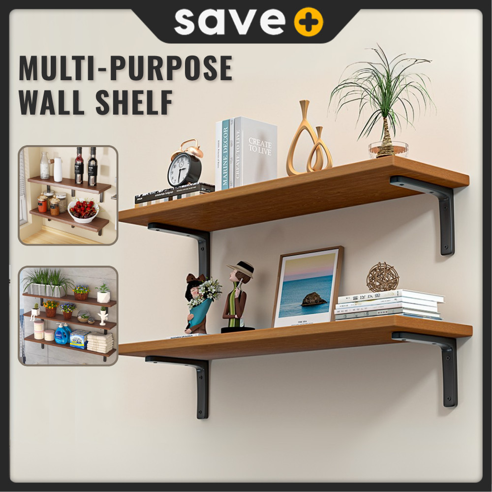 SAVE Wall Shelf Rack Wall Mounted Storage Rack Rak Dinding Wooden ...