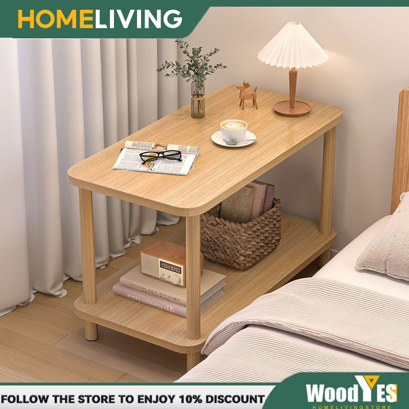 Solid Wood Coffee Table Multi-level Storage Table Sofa Side Table ...