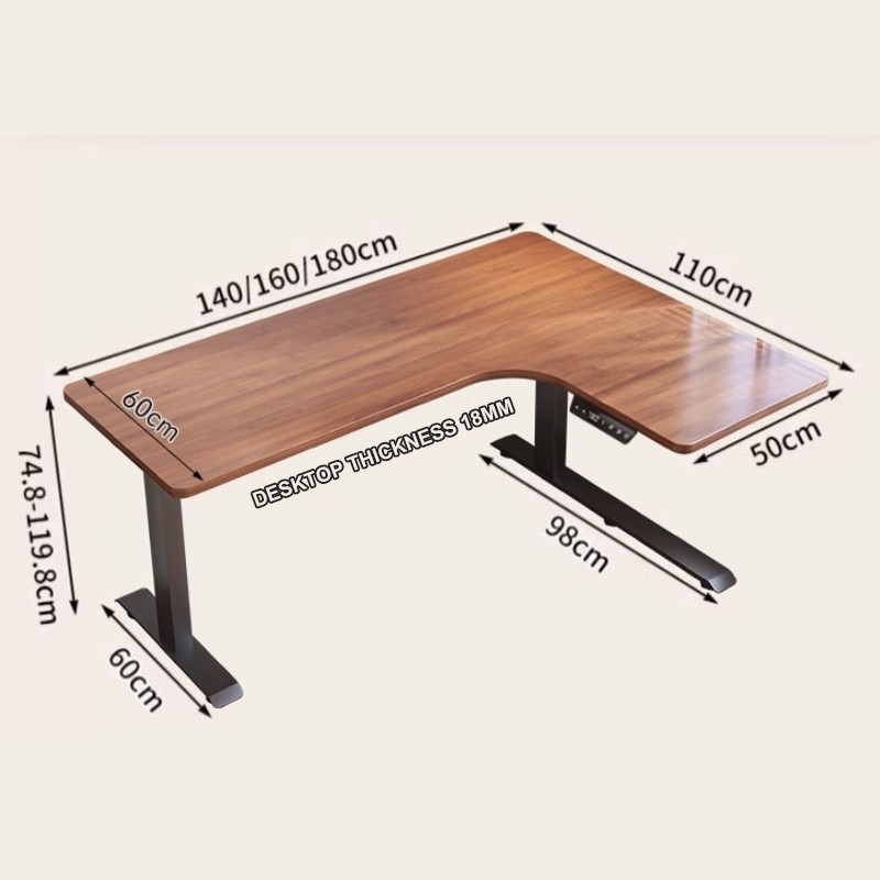 BOO Electric Height Adjustable L Shape Standing Desk 160cm Ergonomic ...