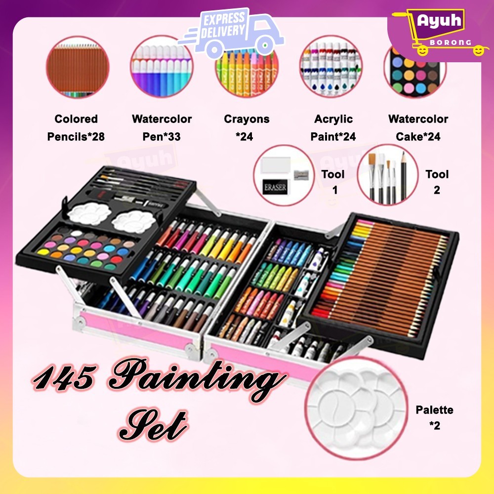145PCS/BOX Children Water Colour Painting Art Supplies Set Drawing