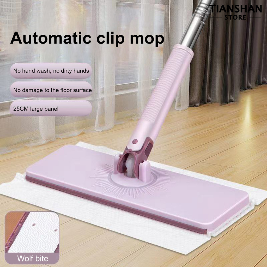 Serpillère à Changement Automatique De Chiffon - Tête Rotative 360°, 4 Lingettes Microfibre