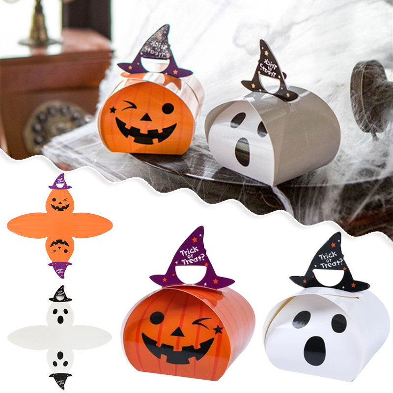 5/10Pcs Halloween Candy Gifts Box Pumpkin Ghost Paper Boxes Biscuit ...