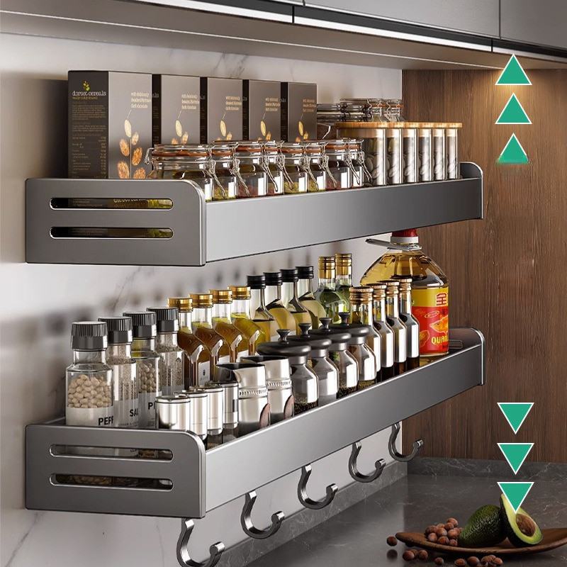 Multifunctional Kitchen and Bath Holder Wall-Mounted Aluminum Storage ...