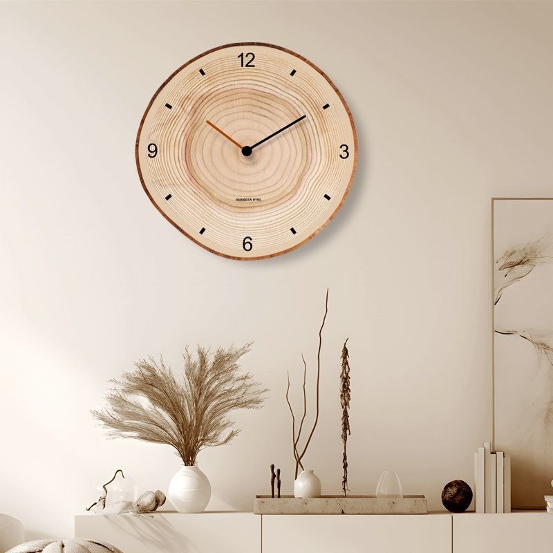 Japanese Rustic Wood Annual Ring Wall Clock 12" 15" Living Room Decor ...