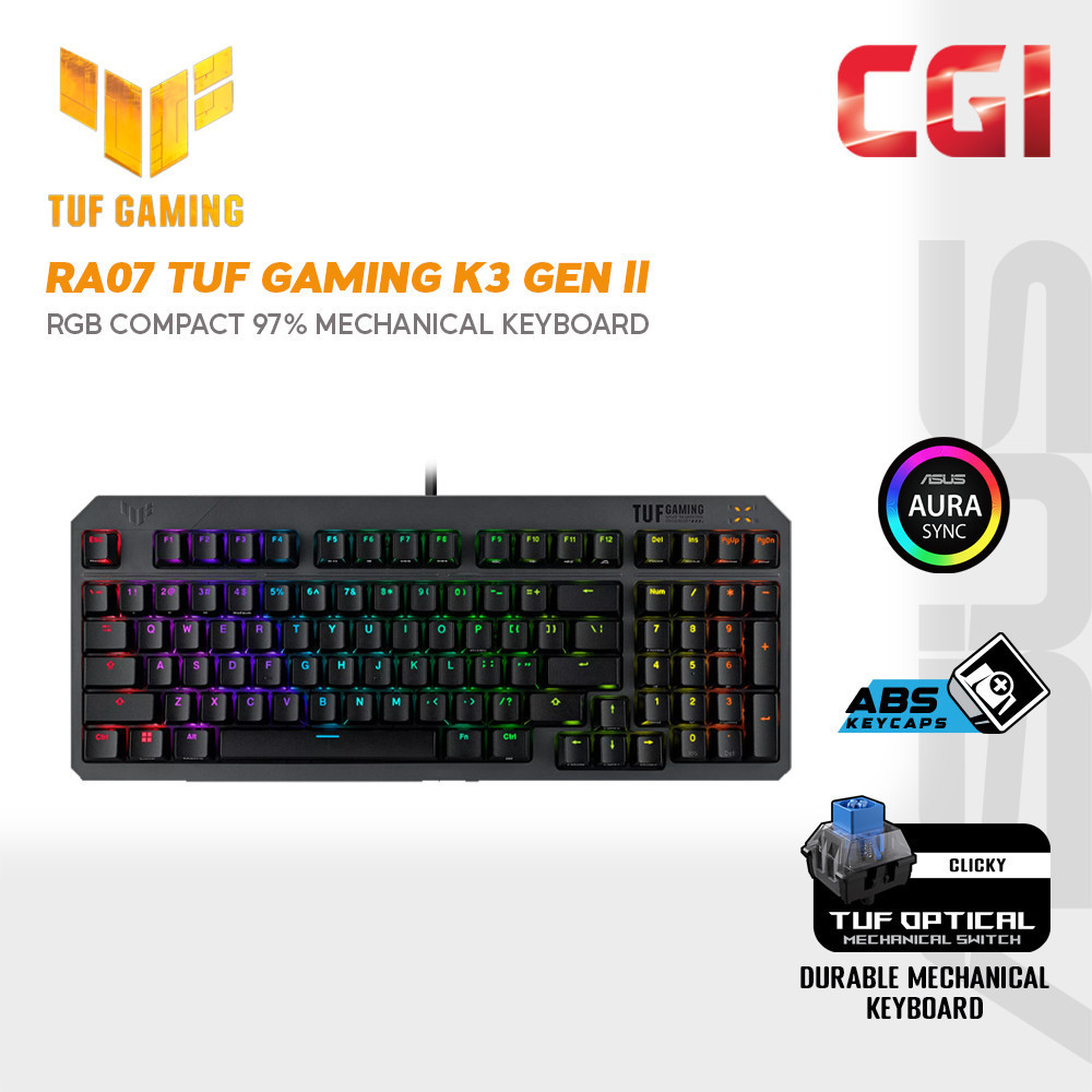 Asus RA07 TUF K3 Gen II ABS Doubleshot IP57 AuraSync Wired Gaming ...