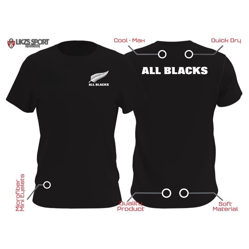 LIKZS X All Black Rugby Jersey DX2 Pre Match Microfiber Baju Ragbi ...